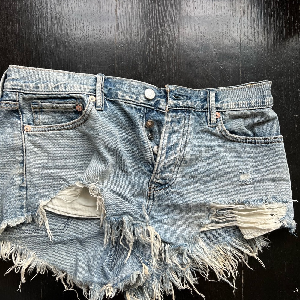 Free people loving good vibrations shorts light wash